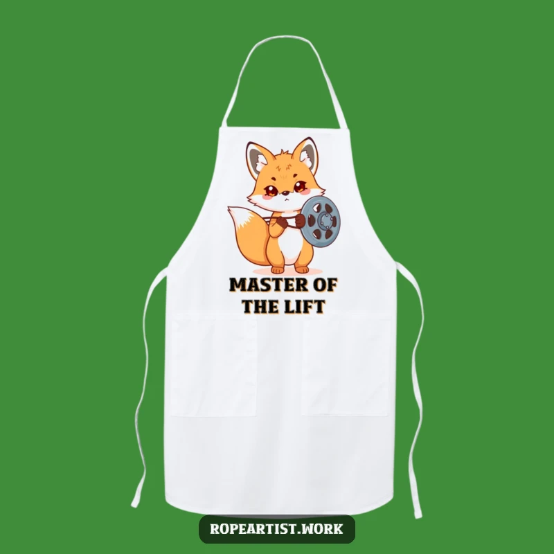 Funny Kawaii Fox Pulley Apron: Cook with Focus, Mechanic Chef for a Hilarious Gift