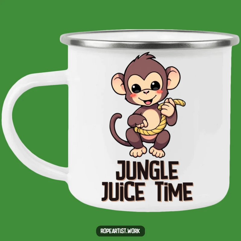 Funny Monkey Camping Mug - Playful Character Rope Campfire Cup, Outdoor Gift