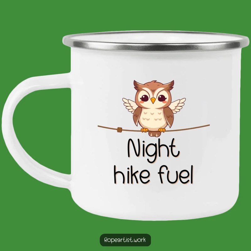 Funny Owl Camping Mug - Smiling Tightrope Cup, Unique Outdoor Gift