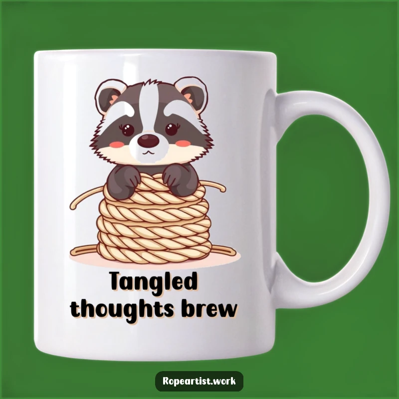 Funny Kawaii Badger Rope Mug: Balanced Animal Acrobat for a Hilarious Gift