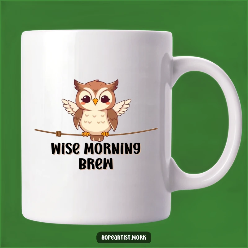 Funny Owl Tightrope Mug - Smiling Balance Character, Perfect Gift for Clumsy Owls
