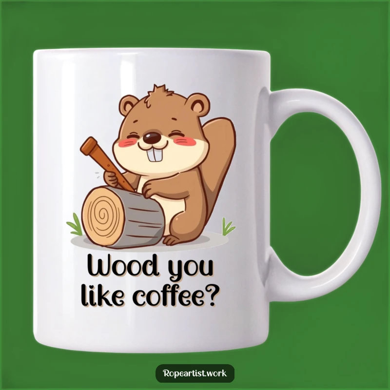 Funny Kawaii Beaver Sawing Mug: Cheerful Woodworker Gift