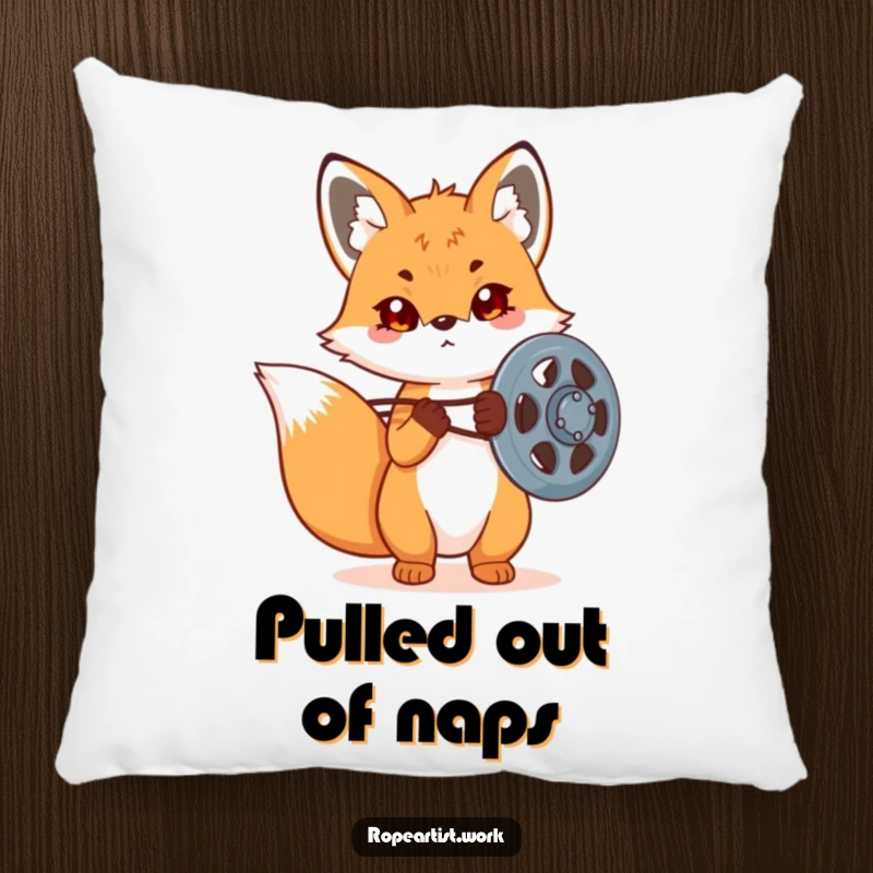 Funny Kawaii Fox Pillow featuring a cute fox concentrating on mechanism, offering comfort and a humorous decorative touch.