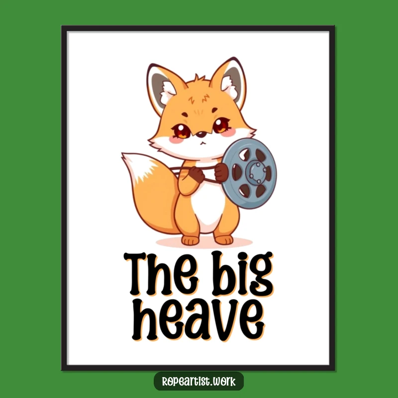Funny Kawaii Fox Pulley Digital Art: Mechanic Decor for Focused Spaces & Gifts