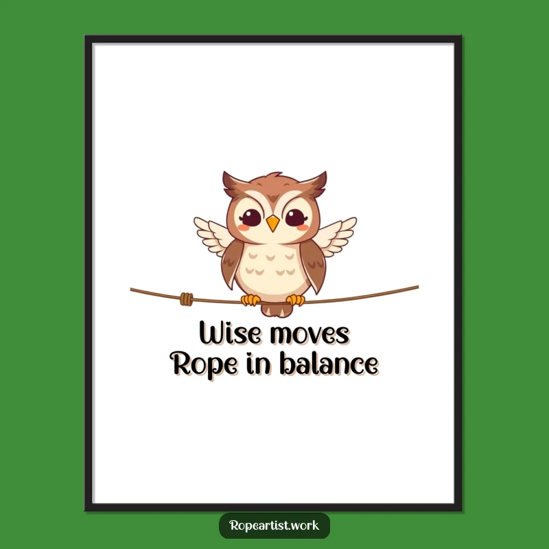 Funny Free Printable Wall Art: Owl Tightrope Balance, Downloadable Art for Wise Decor