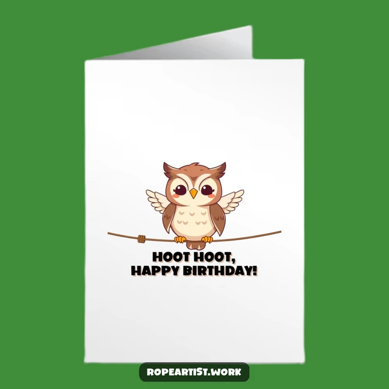 Free Printable Birthday Card: Owl Tightrope Balance, A Hilarious Downloadable Gift for Celebration