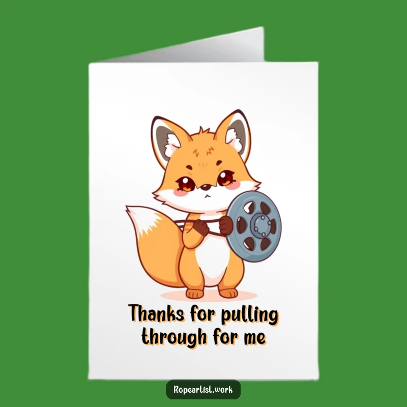 Free Printable Thank You Card: Funny Kawaii Fox Pulley, Gratitude Downloadable
