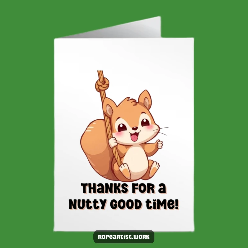 Free Printable Thank You Card: Squirrel Rope Swing Thanks, Downloadable & Sweet Gift