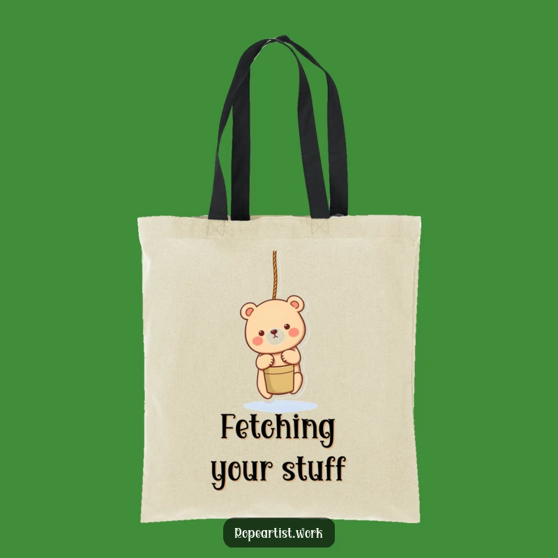 Funny Bear Tote Bag - Adorable Rope Accessory, Perfect Gift for Shoppers